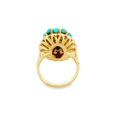 Vintage 1950s-60s Turquoise Cluster Ring in Yellow Gold