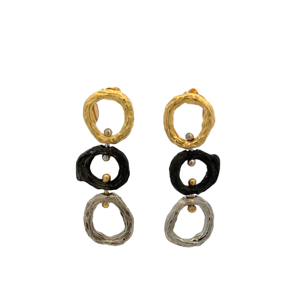 18k Tri Tone Gold Earrings by Designer Sarah Graham