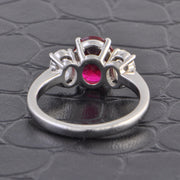 Ruby and Oval Cut Diamond Ring in Platinum