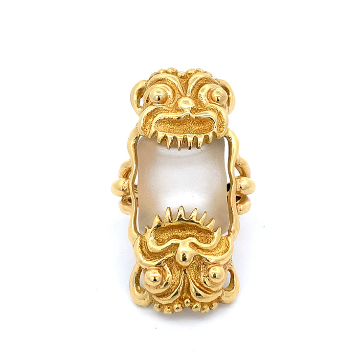 Frosted Crystal Ring in 18k Yellow Gold