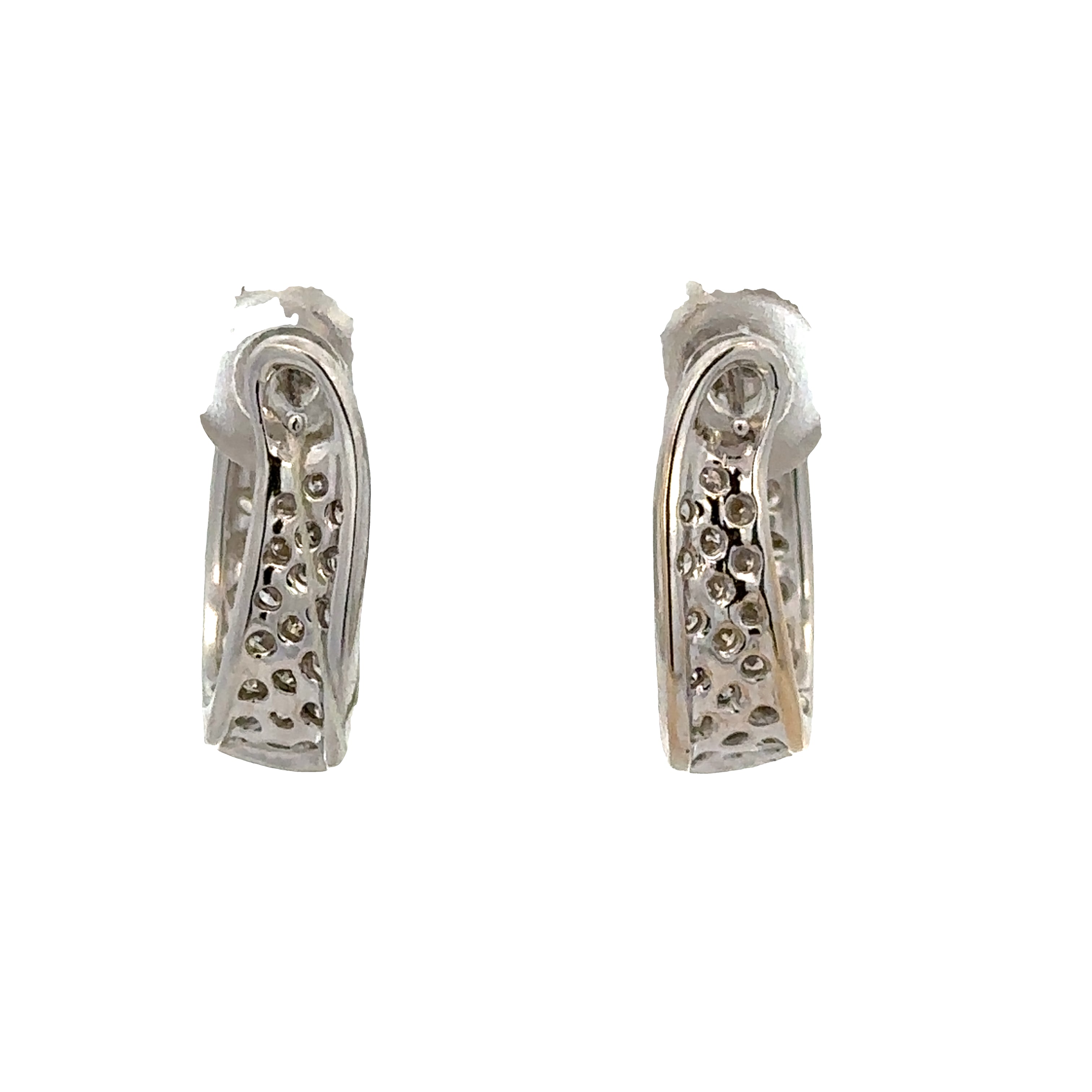18k White Gold Diamond Huggie Earrings, 1.48 CTW, VS2-SI1 Clarity