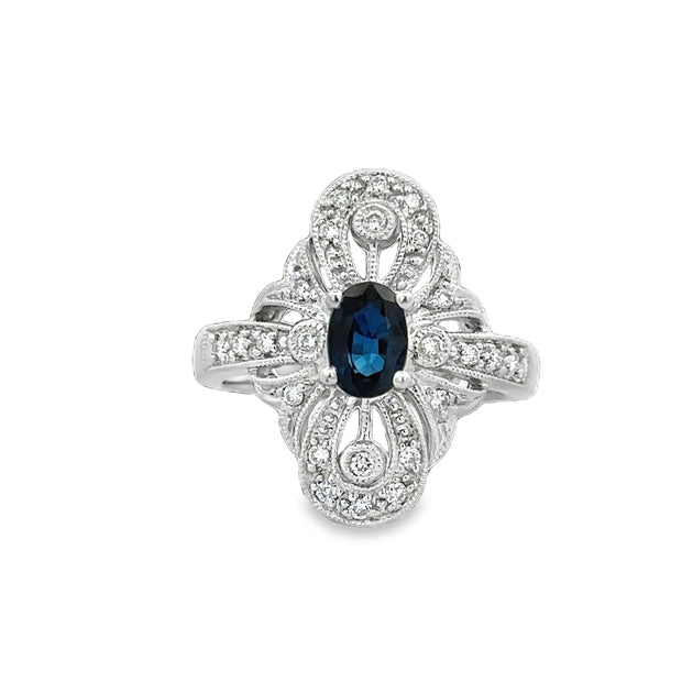 Sapphire and Diamond Cocktail Ring in White Gold