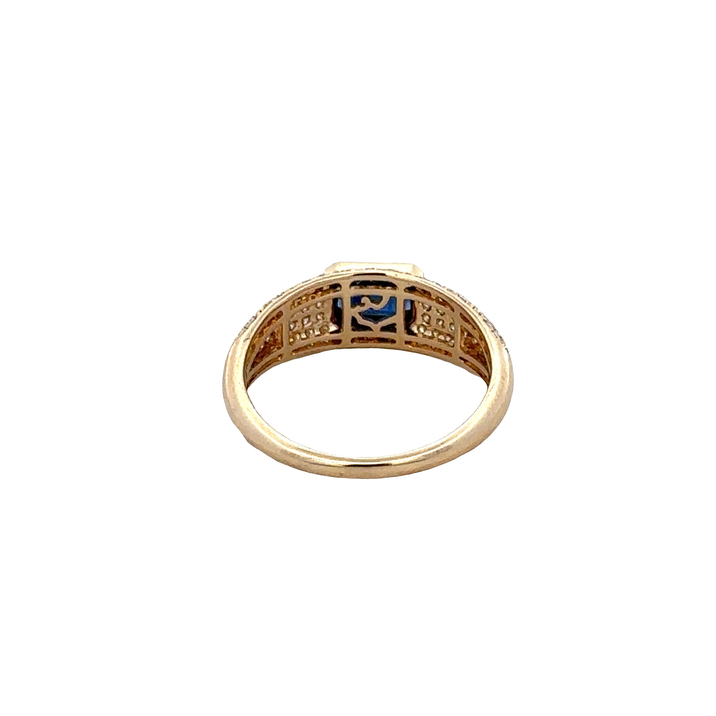 14k Yellow Gold Sapphire & Diamond Ring – Size 7