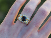 Color Change Garnet and Diamond Ring in 18k Yellow Gold