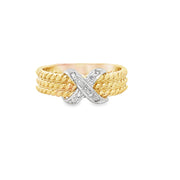 Diamond Accented "X" Ring in Yellow Gold