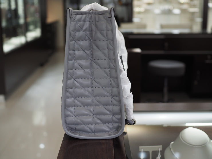 Gucci Quilted Gray Calfskin Leather Tote Bag