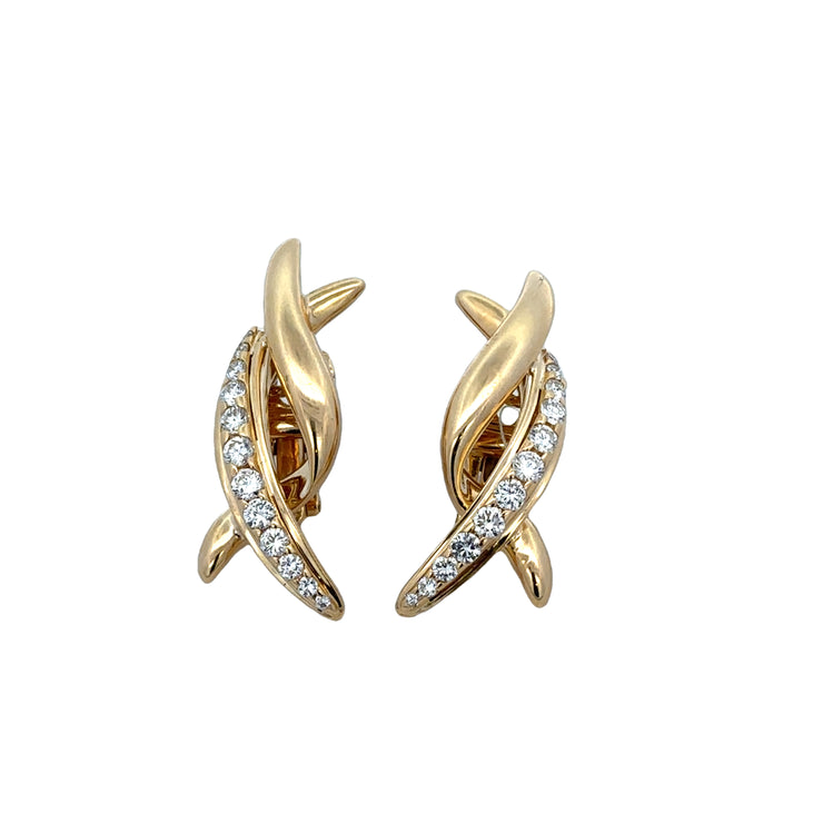 Pre-owned Tiffany & Co. Ribbon Bypass "X" Clip-on Earrings