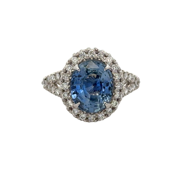 Striking Sapphire and Diamond Ring in White Gold