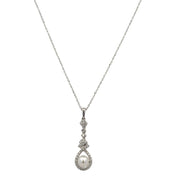 Pearl and Diamond Pendant in White Gold