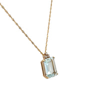 Aquamarine and Diamond Pendant in Yellow Gold