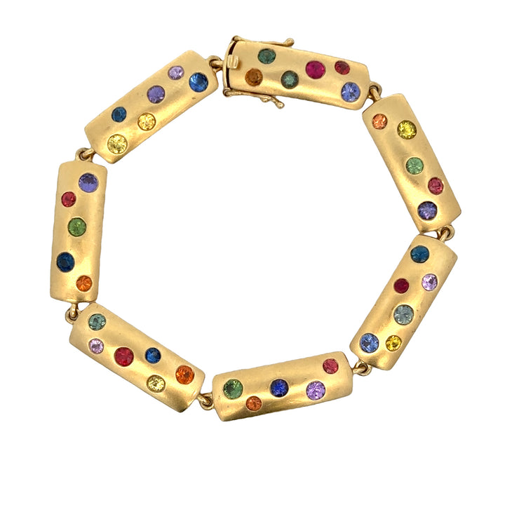 Multicolored Sapphire Bracelet in 18k Yellow Gold