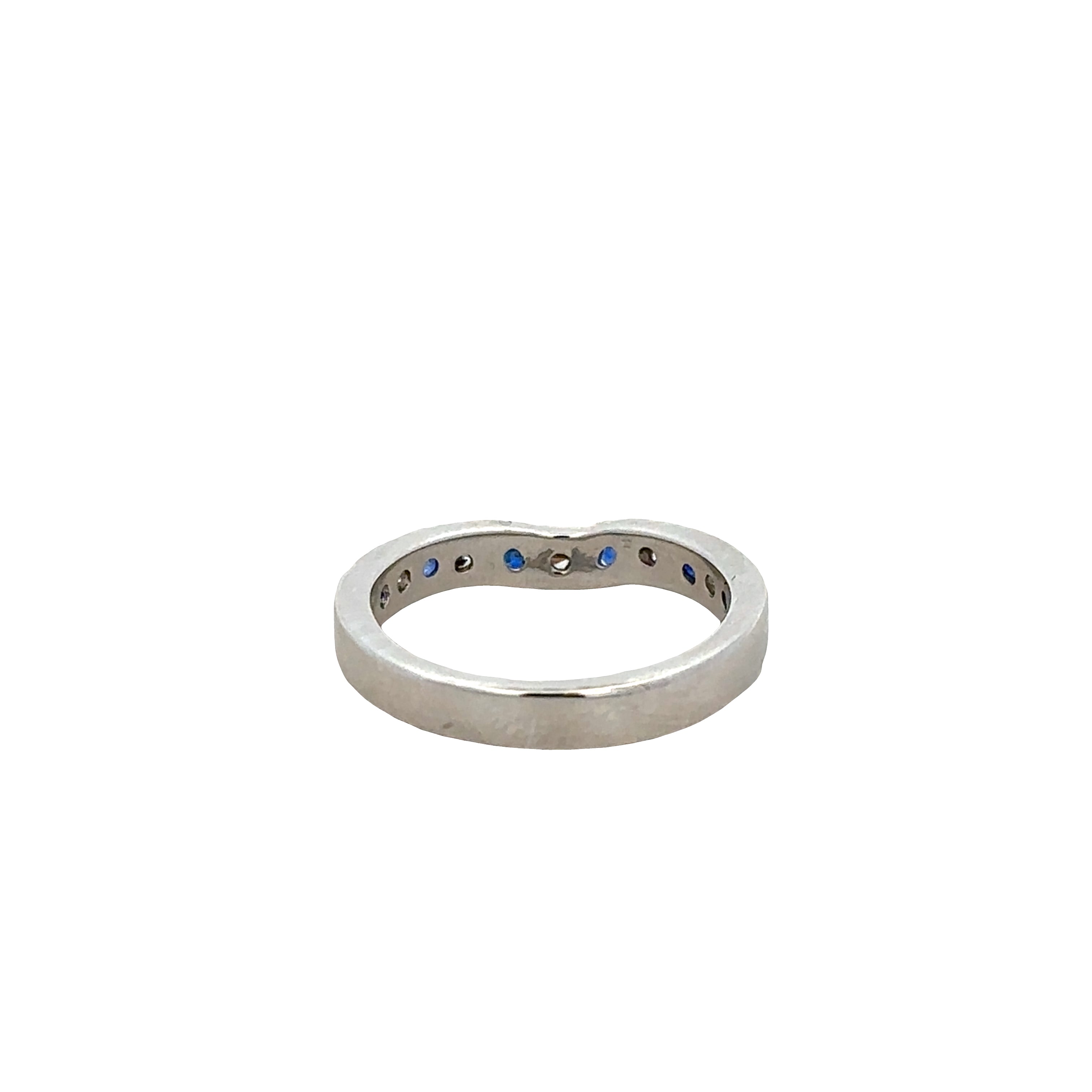 Platinum Contoured Sapphire and Diamond Band – Size 6.25