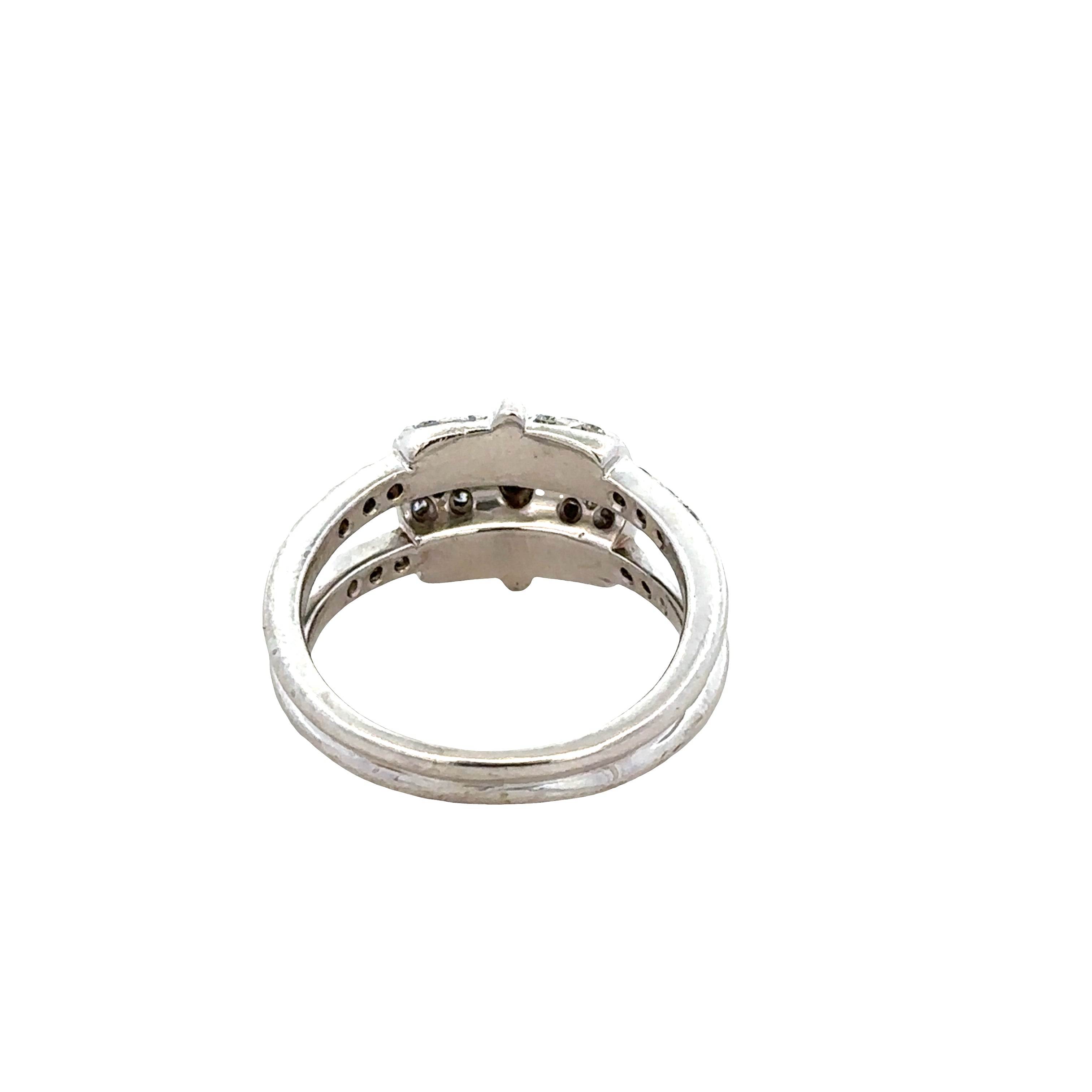 Modern Platinum Split Shank Diamond Ring – Size 7.5