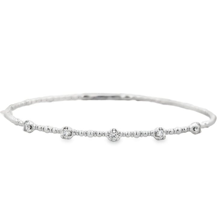 Flexible Diamond Bangle Bracelet in White Gold