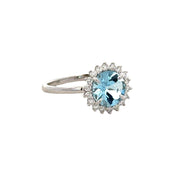 Aquamarine and Diamond Ring in White Gold