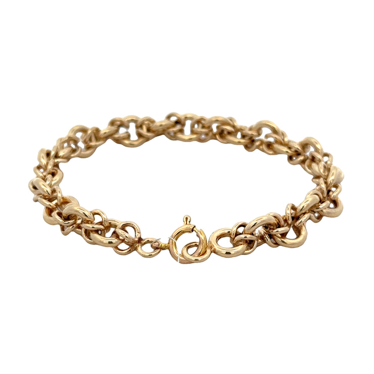 7" Fancy Circle Link Bracelet in 14k Yellow Gold