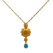 Turquoise Flower Pendant in 24k Gold