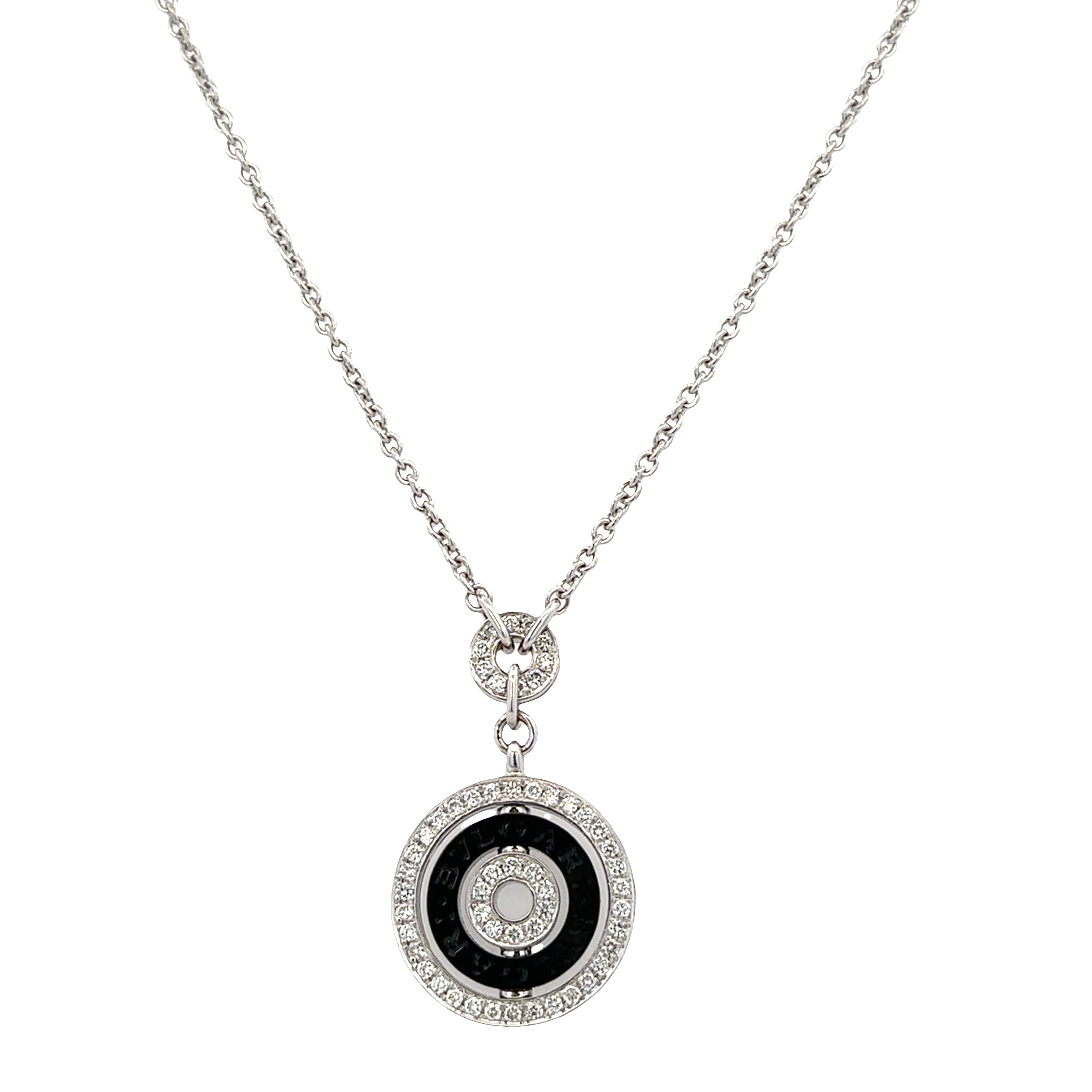 Estate BVLGARI Astrale Black Ceramic & Diamond Pendant – 16"-18" Length