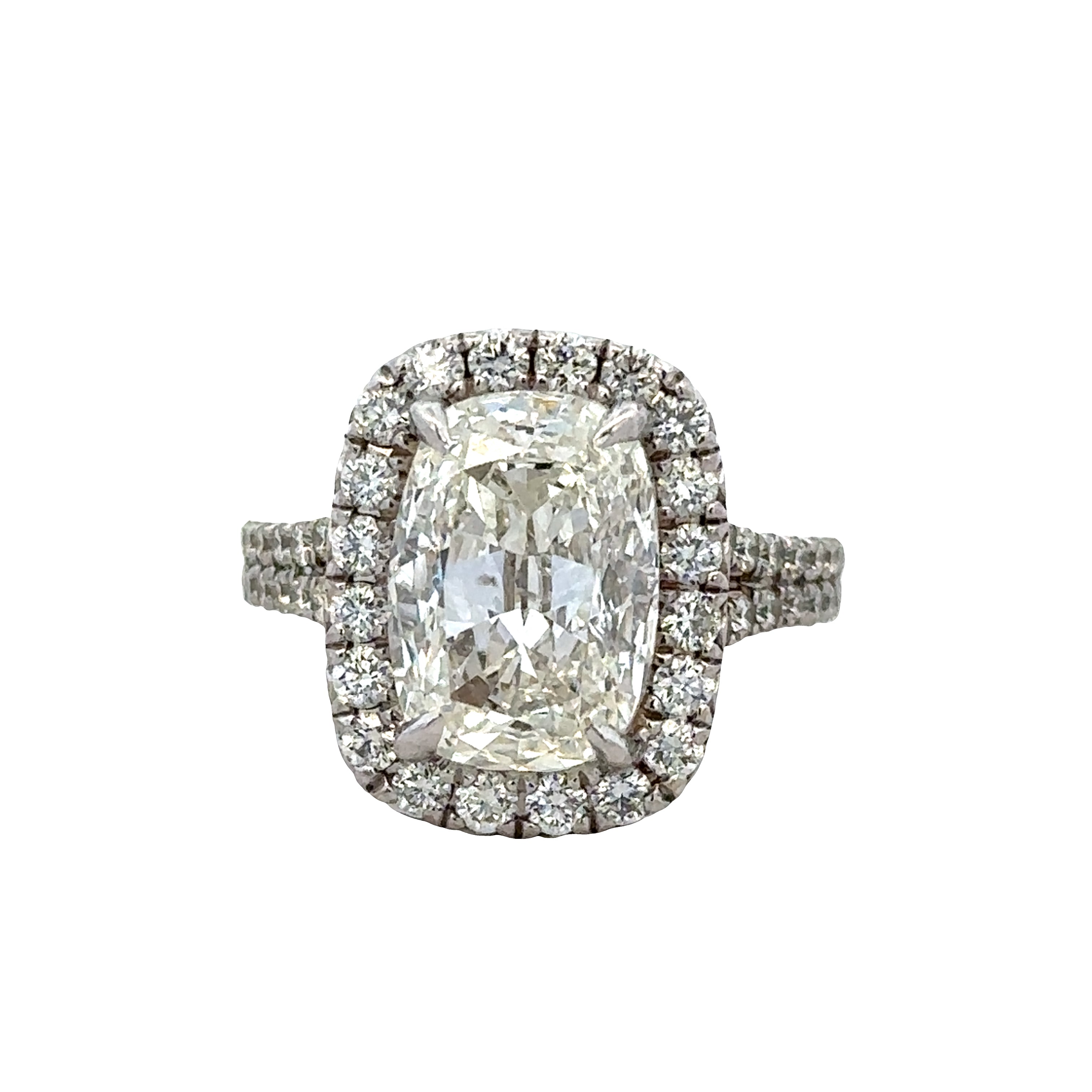 18k White Gold Antique Cushion Cut Diamond Halo Engagement Ring – Size 6.25