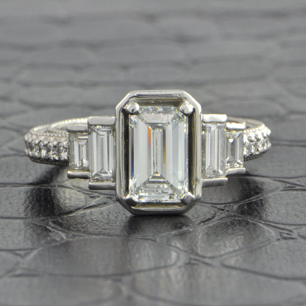 GIA 1.51 ct. Emerald Cut Diamond Engagement Ring
