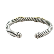 David Yurman "X" Sterling Silver and 14k Yellow Gold Bangle Bracelet