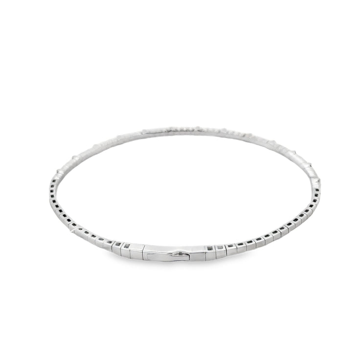 Flexible Diamond Bangle Bracelet in White Gold