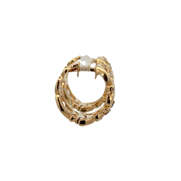 Openwork Diamond Hoop Earrings in Yellow Gold