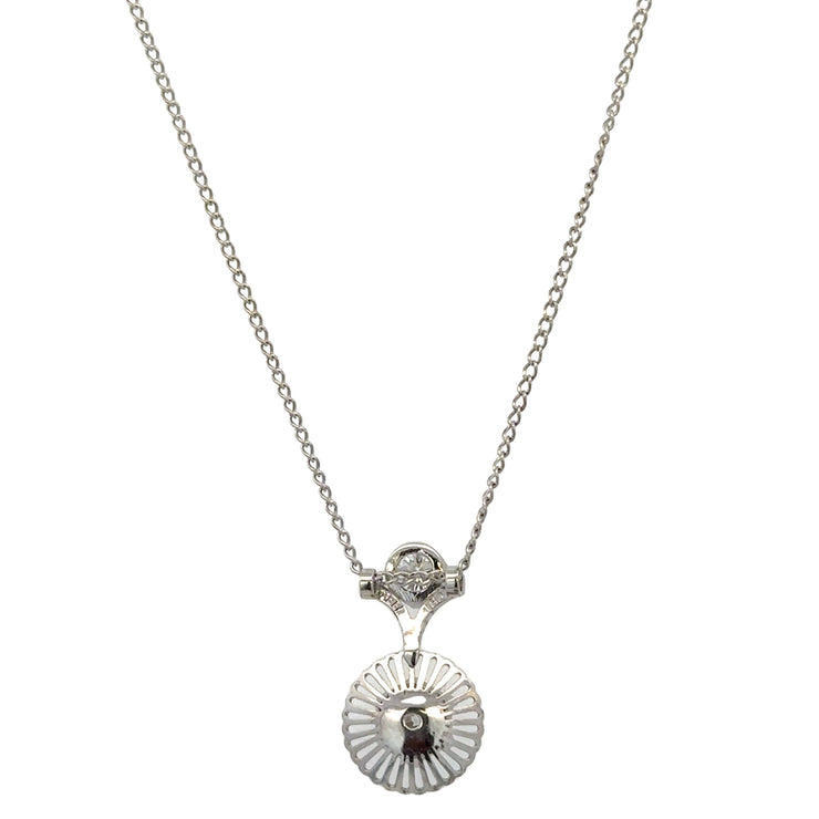 Old European Cut Diamond Pendant in 18k White Gold