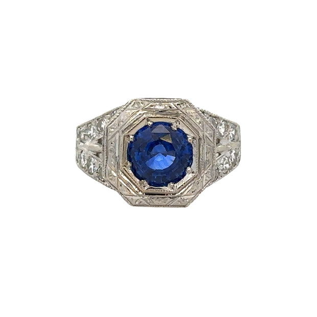 Vintage 1.81 ct. Sapphire and Diamond Ring in Platinum
