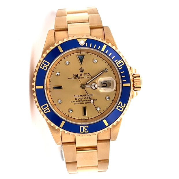 Vintage Pre-owned 18k Yellow Gold Rolex Submariner #3135