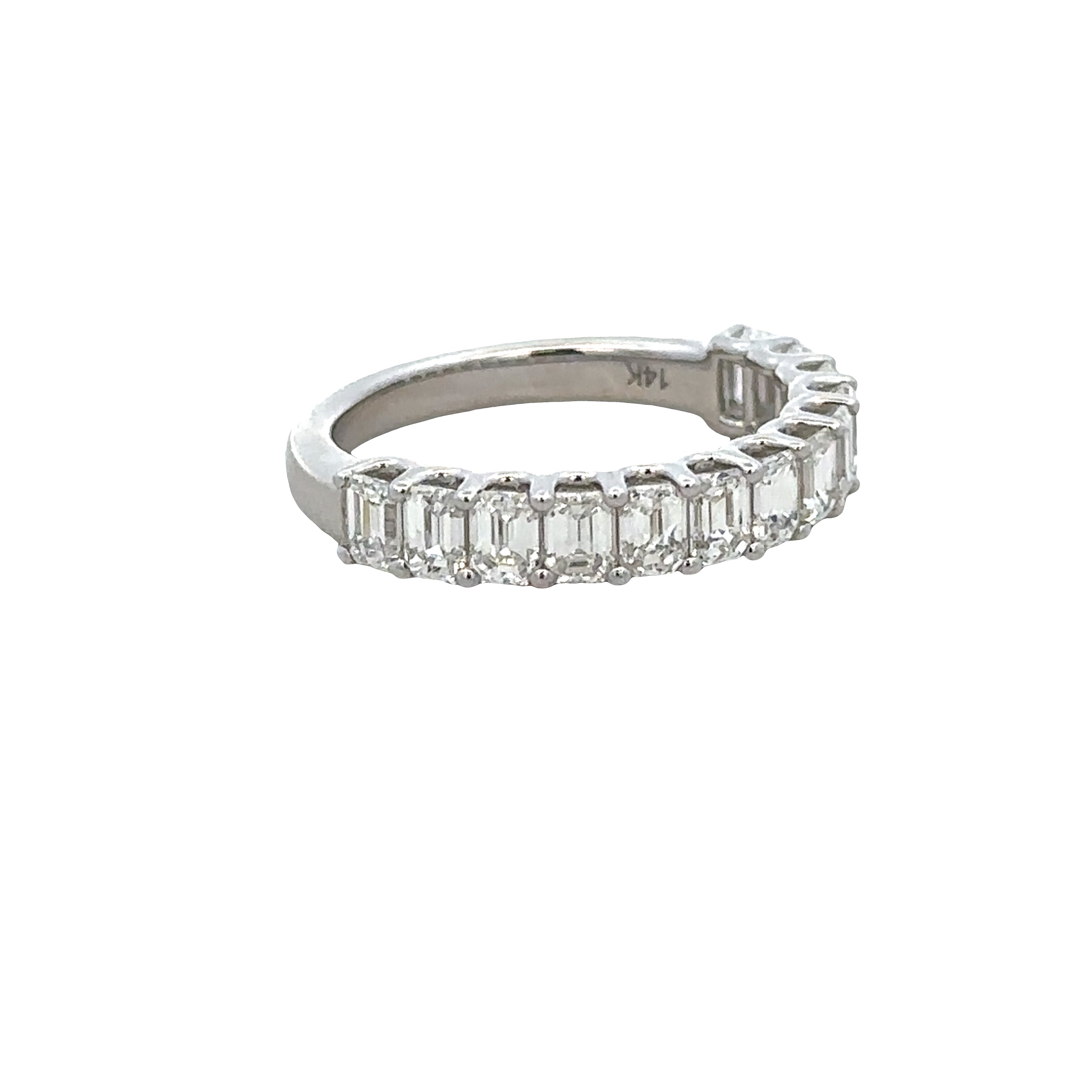 14k White Gold 2.00 Carat Emerald Cut Diamond Wedding Band – Size 6.5