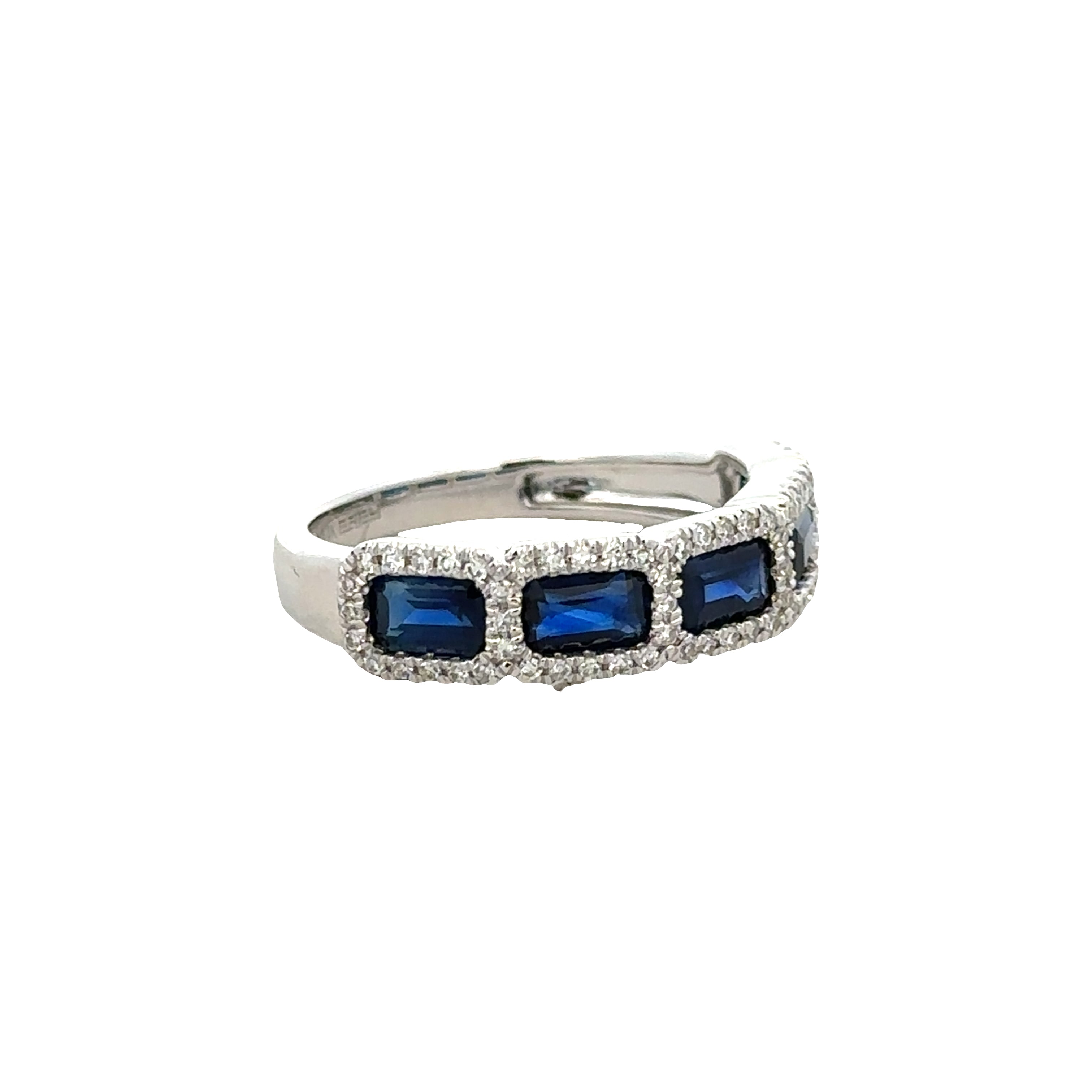 14k White Gold Sapphire & Diamond Band – Size 7