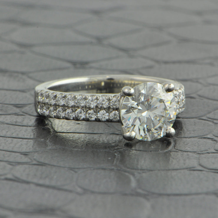 1.63 ct. Round Brilliant Cut Diamond Engagement Ring and Wedding Band in Platinum