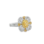 Fancy Yellow Floral Diamond Ring in 18k Gold