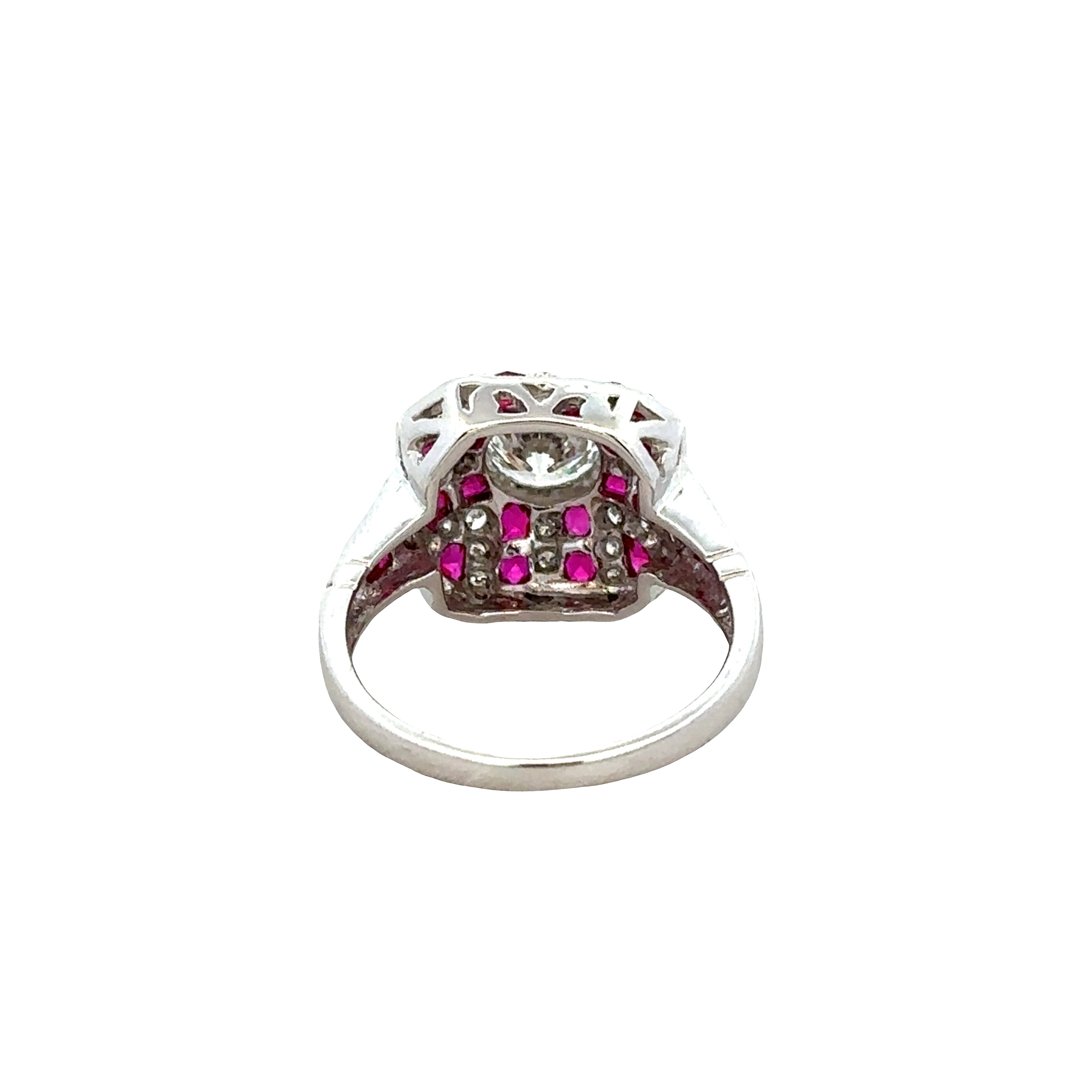 Art Deco Inspired Platinum Ruby and Diamond Ring – Size 6.5