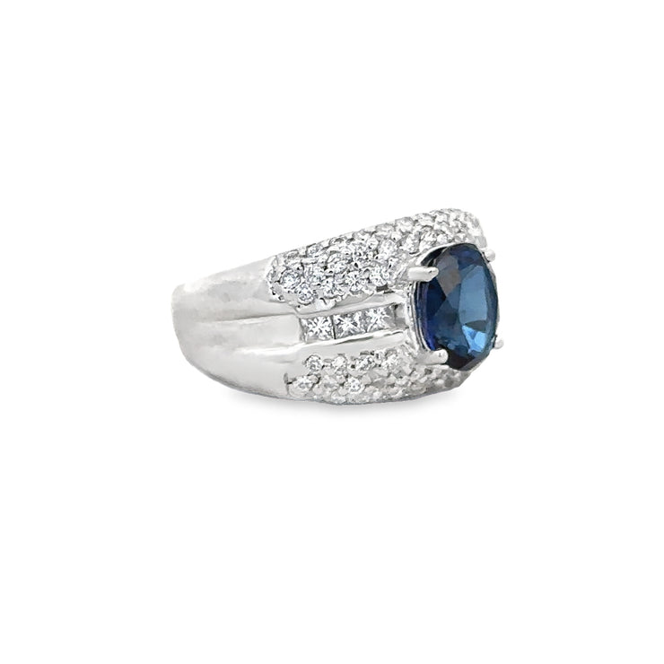 Statement Sapphire and Diamond Ring in White Gold