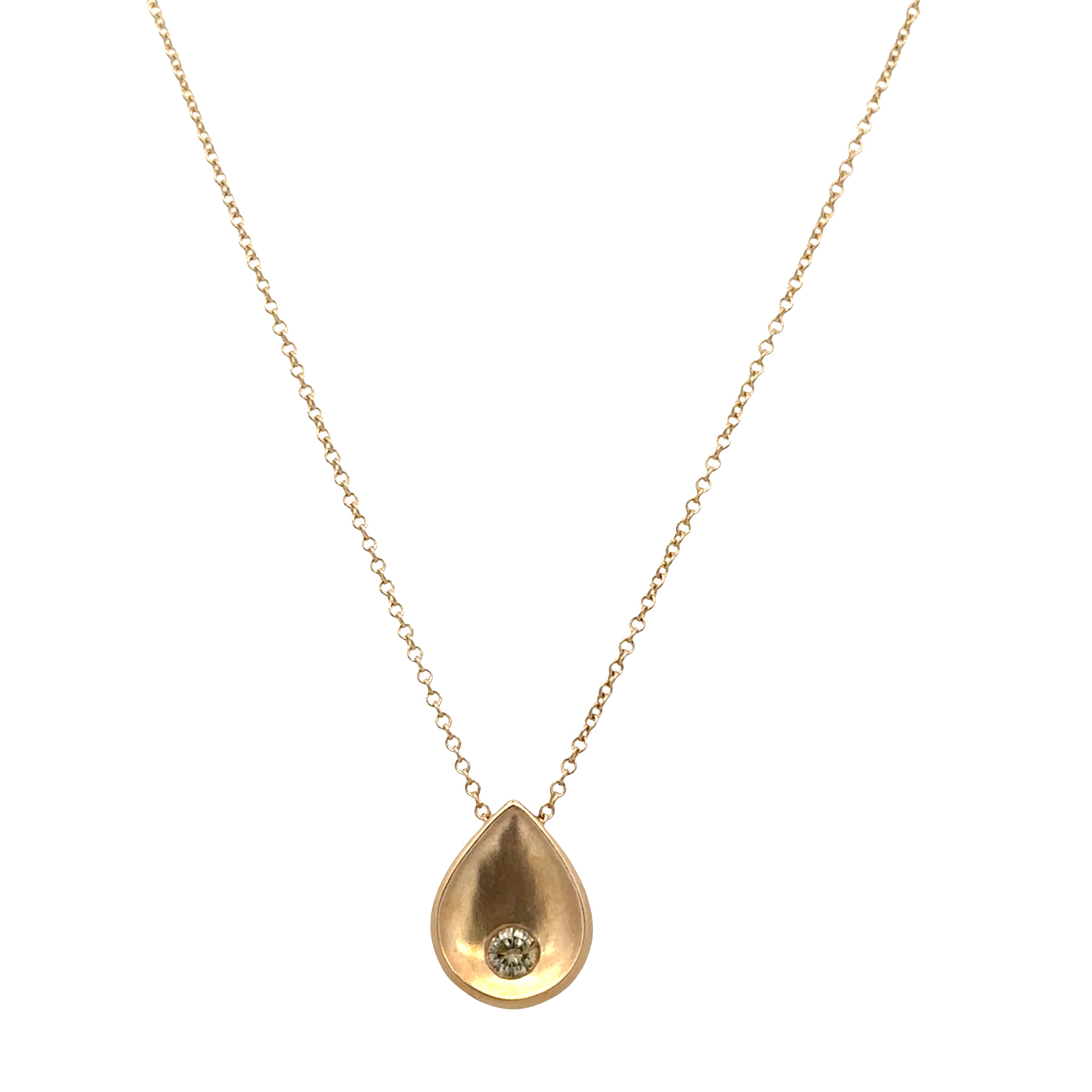 14k Yellow Gold Fancy Light Yellow Diamond Teardrop Slide Pendant Necklace – 18"