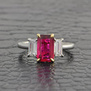 GIA 2.02 ct. Ruby and Diamond Ring in Platinum and 18k Yellow Gold