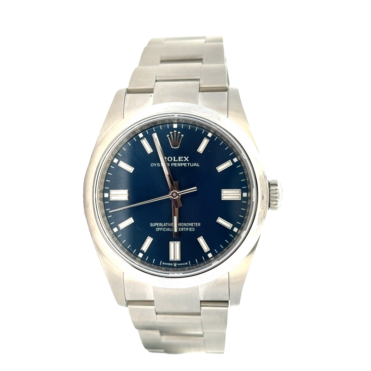 Rolex Automatic Oyster Perpetual Wristwatch Blue Dial