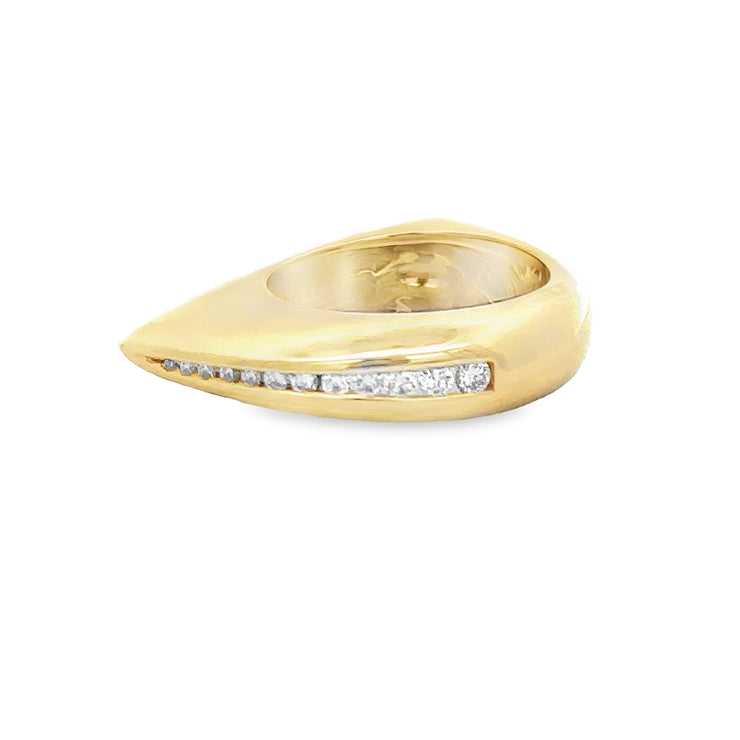 Modern Style Domed Diamond Ring in 18k Yellow Gold