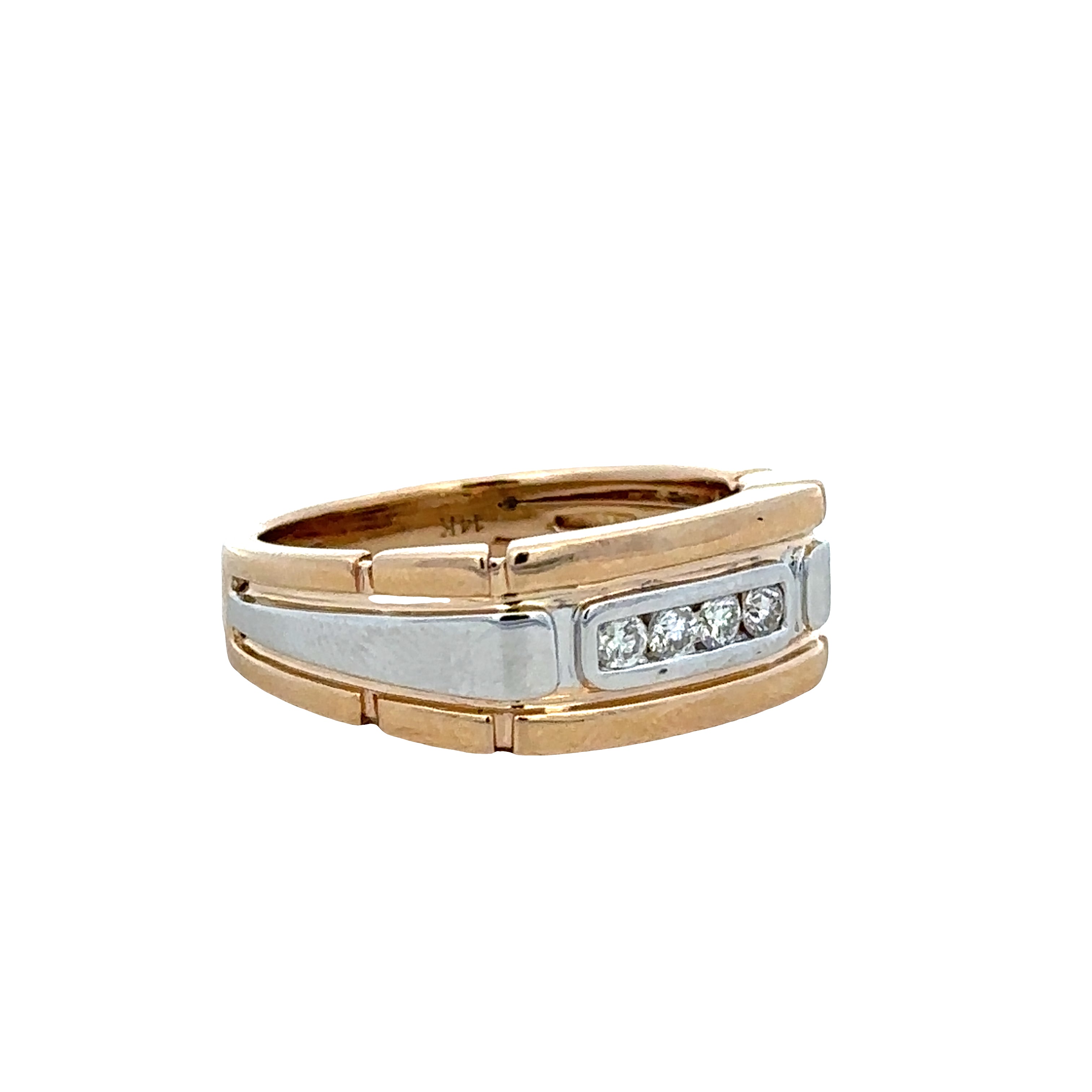 14k Two Tone Gold Diamond Band Ring – Size 10.25