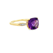 Amethyst and Diamond Ring in Yellow Gold