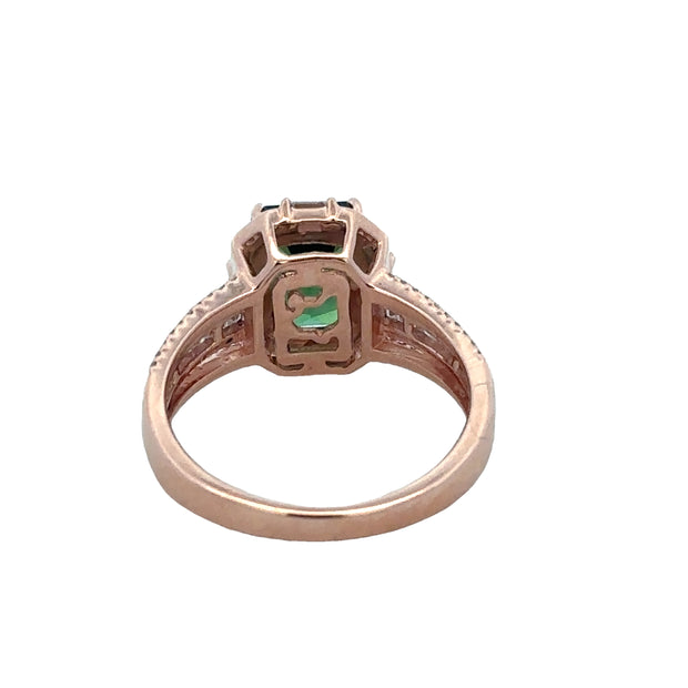 Green Tourmaline and Diamond Ring in Rose Gold