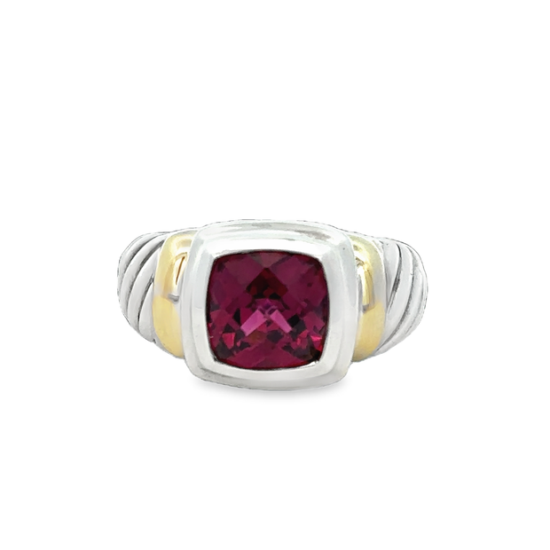 David Yurman Pink Tourmaline Ring in Sterling Silver and 14k Yellow Gold