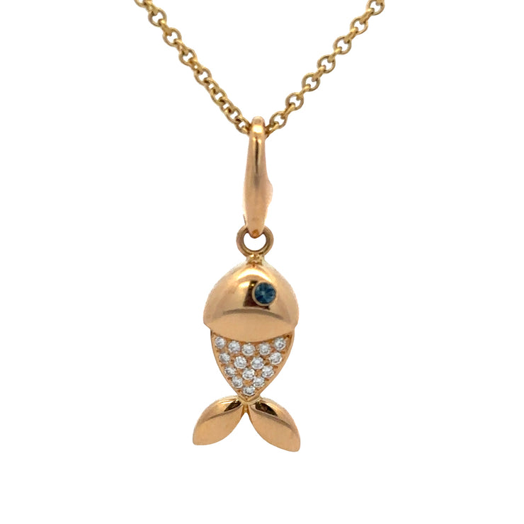 Chopard Happy Fish Charm Pendant  in 18k Yellow Gold