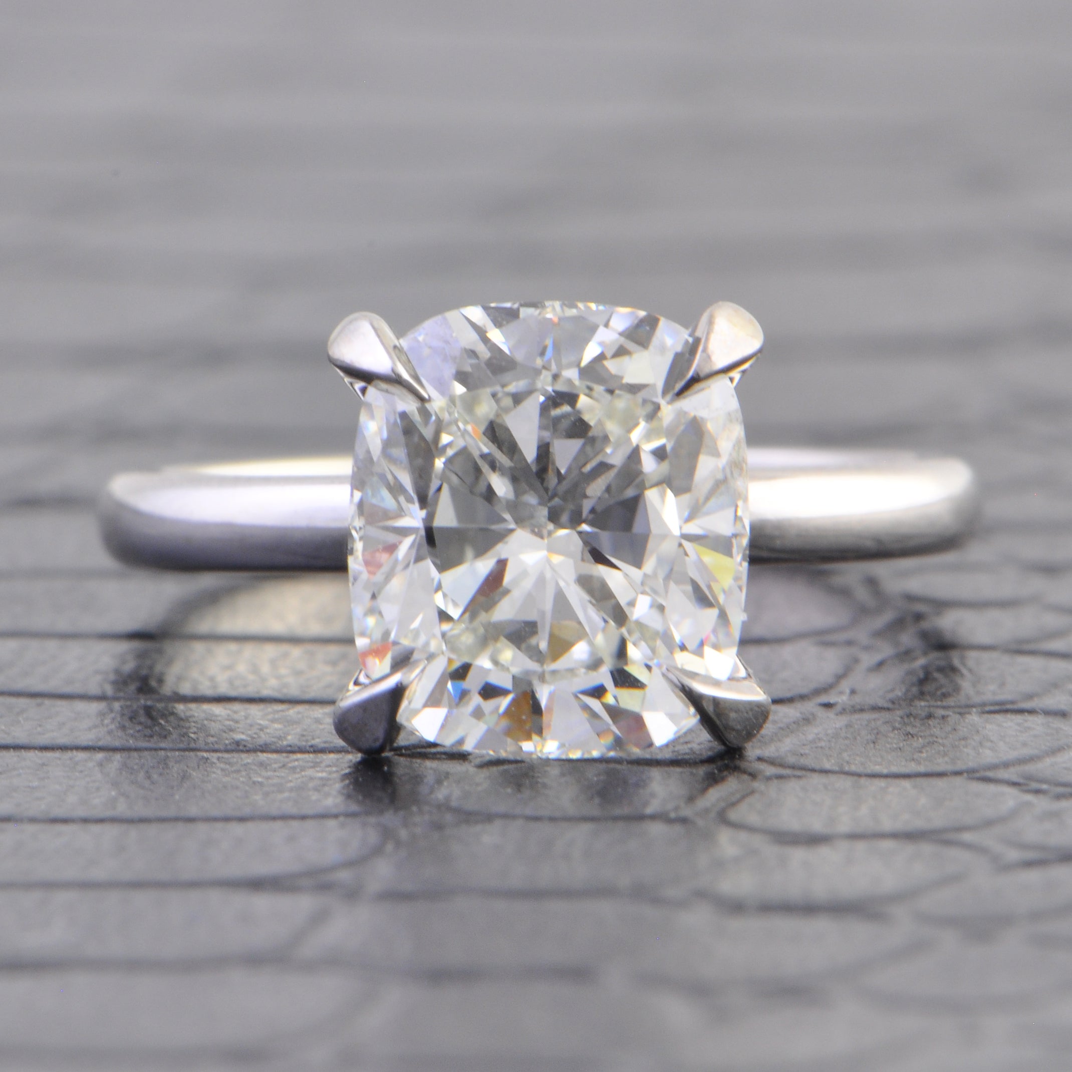 14k White Gold 4.14 Carat Cushion Cut Diamond Engagement Ring with GIA Certification