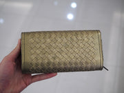 Gold Bottega Veneta Continental Intrecciato Long Wallet