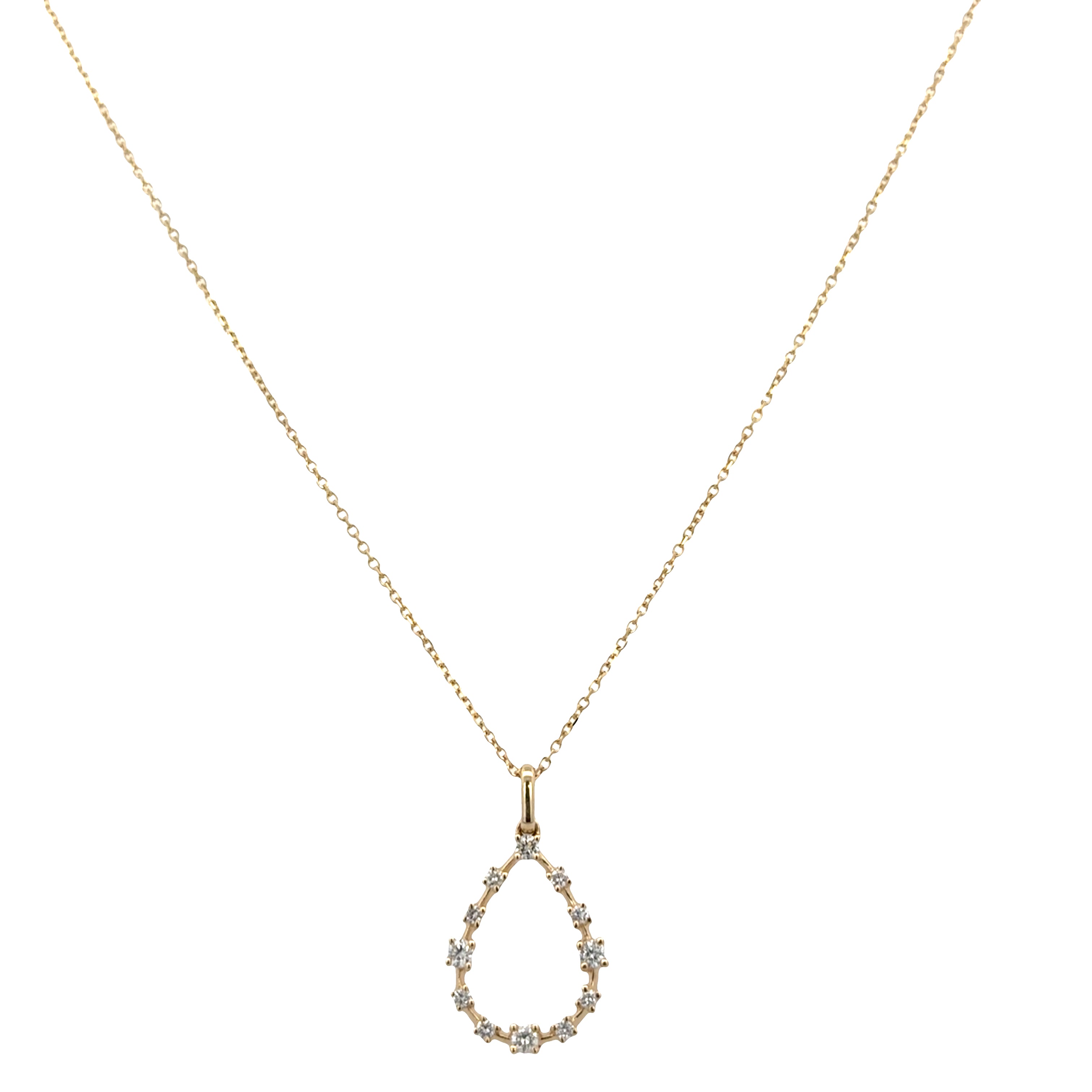 14k Yellow Gold Pear-Shaped Diamond Pendant – Adjustable 16"–18"