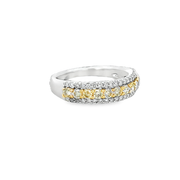 Yellow and White Diamond Band in White Gold