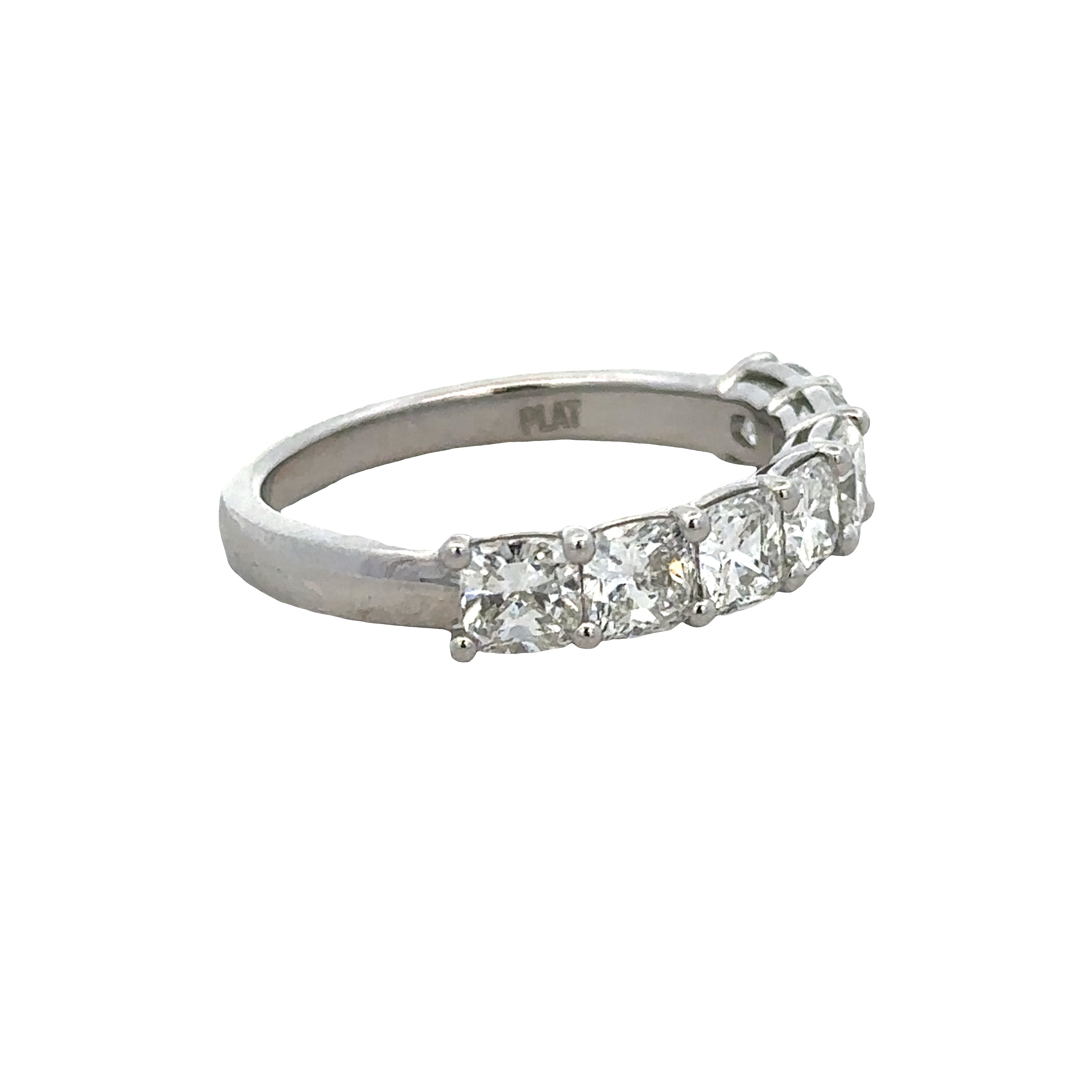 Platinum 2.10 Carat Cushion Cut Diamond Wedding Band – Size 7